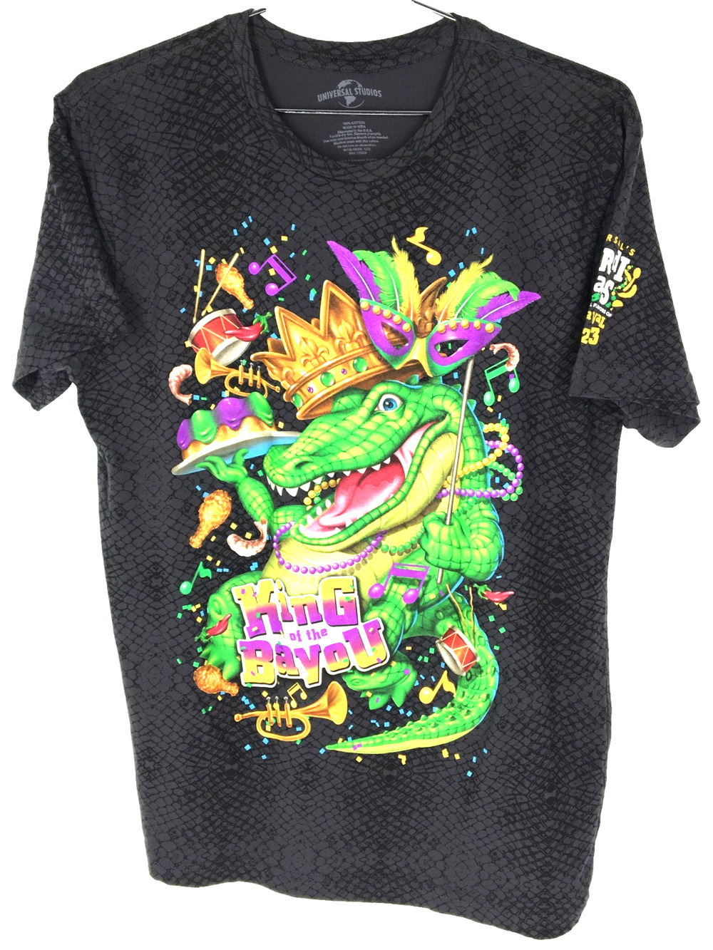 Universal Studios Mardi Gras 2023 King Of The Bayou 100% Cotton T shirt Medium
